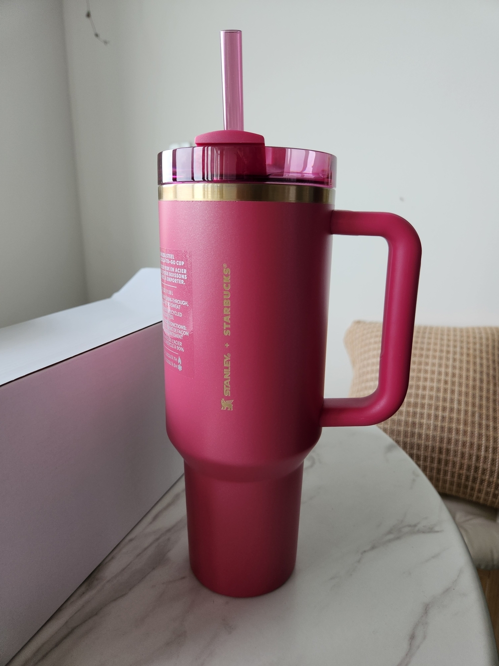 Starbucks x Stanley Pink Insulated Travel Tumbler with Handle and Straw